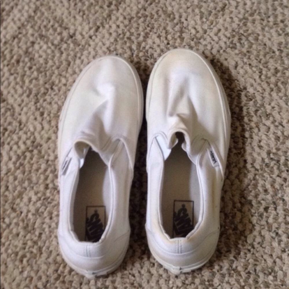 White Slip On Vans